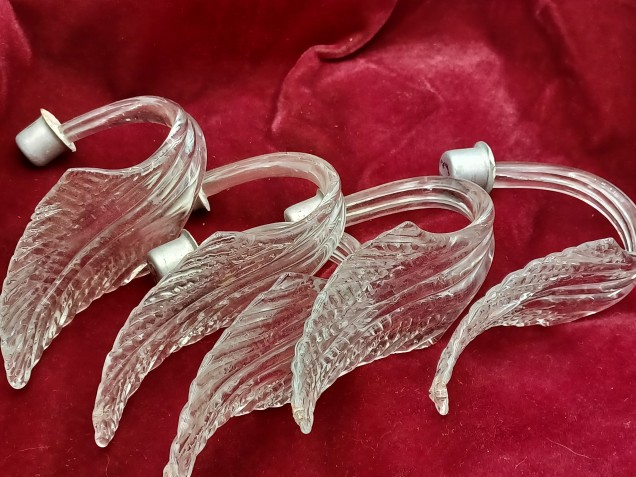 5 Vintage clear Murano Chandelier Leaves Original 