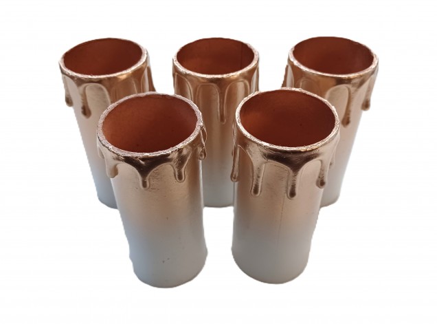 Chandelier Candle Tubes White and antique gold Drip Card 95mm x 40mm 