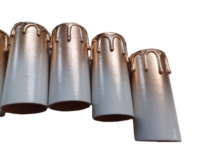 Chandelier Candle Tubes White and antique gold Drip Card 95mm x 40mm 
