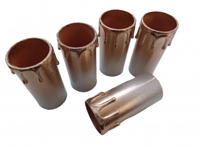 Chandelier Candle Tubes White and antique gold Drip Card 95mm x 40mm 