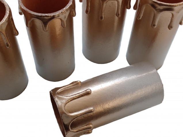 Chandelier Candle Tubes White and antique gold Drip Card 95mm x 40mm 