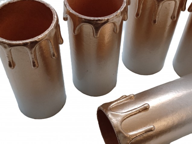 Chandelier Candle Tubes White and antique gold Drip Card 95mm x 40mm 