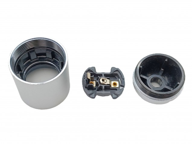 E27 ES 3 part lamp holder silver plain skirt