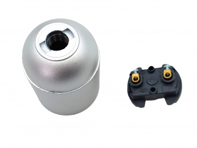 E27 ES 3 part lamp holder silver plain skirt