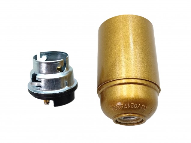 B22 Bakelite lamp holder in gold