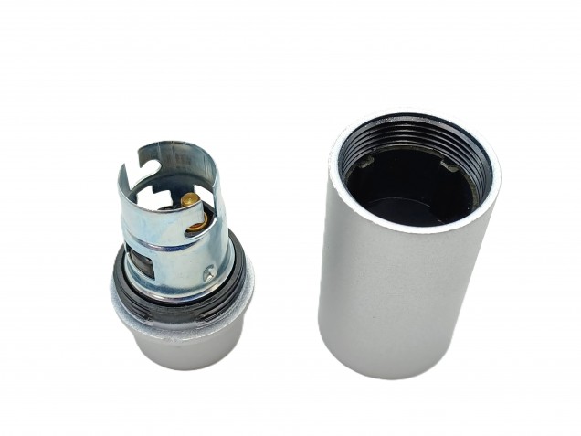 BAKELITE B15 SBC LAMP HOLDER PLAIN SKIRT SILVER