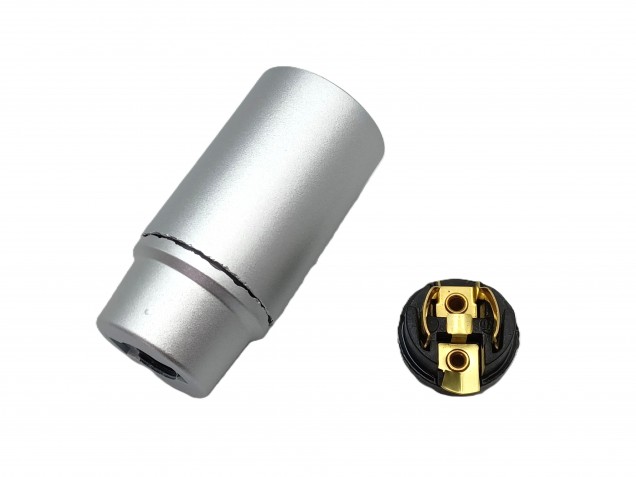 E14 Bakelite Lamp Holder 3 Part Plain Skirt silver