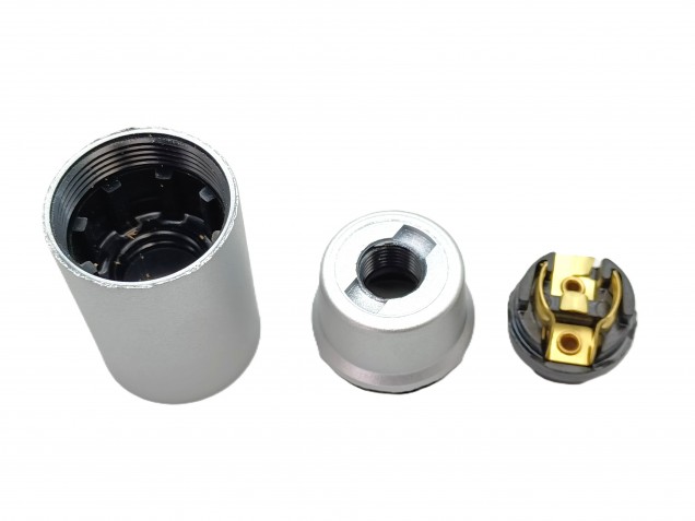 E14 Bakelite Lamp Holder 3 Part Plain Skirt silver