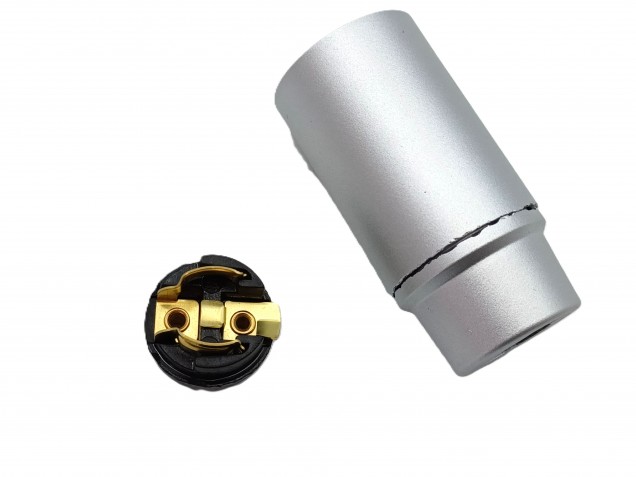 E14 Bakelite Lamp Holder 3 Part Plain Skirt silver