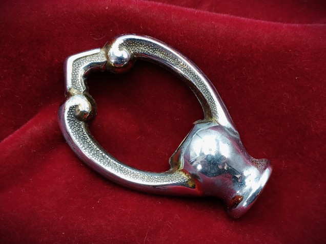 Antique chandelier hook, solid brass chrome half inch metric thread