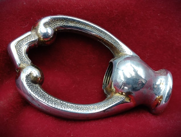 Antique chandelier hook, solid brass chrome half inch metric thread