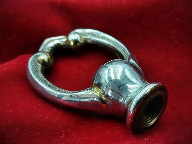 Antique chandelier hook, solid brass chrome half inch metric thread