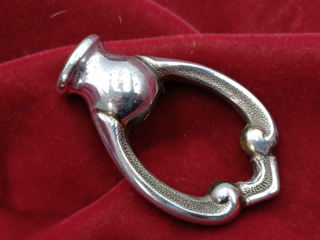 Antique chandelier hook, solid brass chrome half inch metric thread