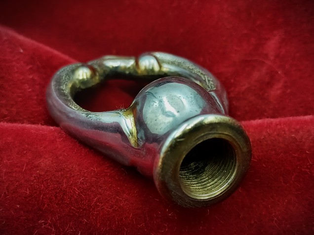 Antique chandelier hook, solid brass chrome half inch metric thread