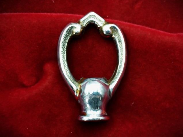Antique chandelier hook, solid brass chrome half inch metric thread