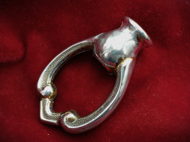 Antique chandelier hook, solid brass chrome half inch metric thread