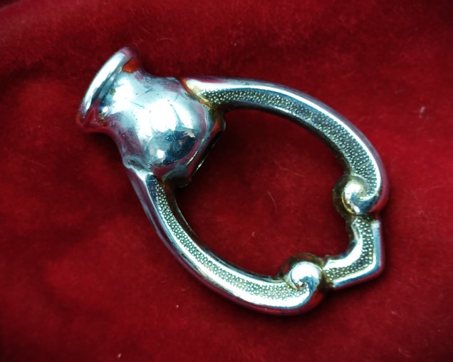 Antique chandelier hook, solid brass chrome half inch metric thread