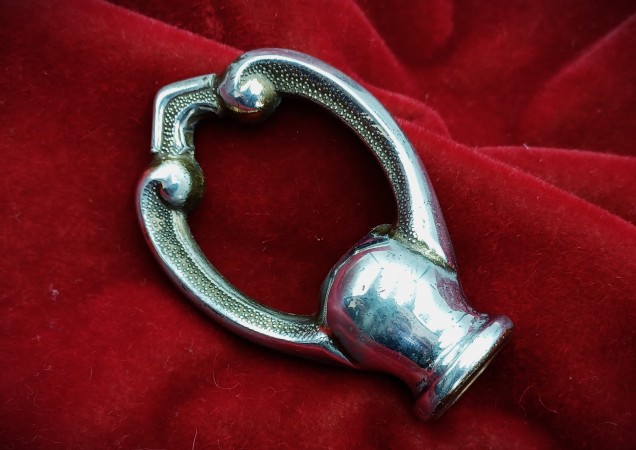 Antique chandelier hook, solid brass chrome half inch metric thread