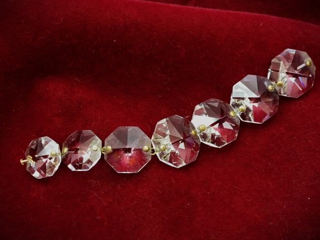 Crystal chandelier strand of buttons high lead content crystal