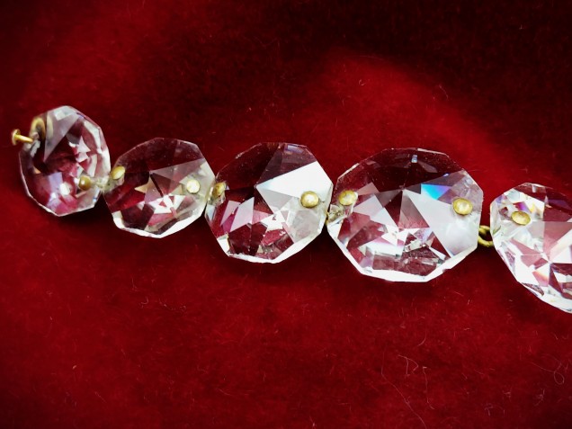 Crystal chandelier strand of buttons high lead content crystal