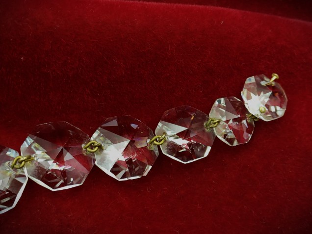 Crystal chandelier strand of buttons high lead content crystal