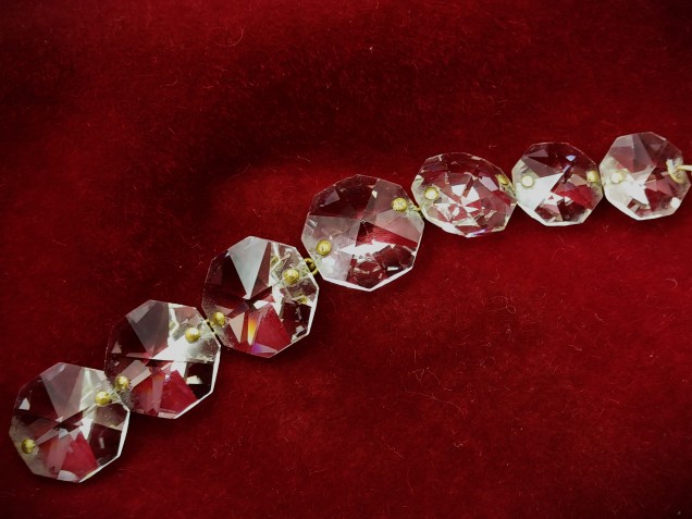 Crystal chandelier strand of buttons high lead content crystal