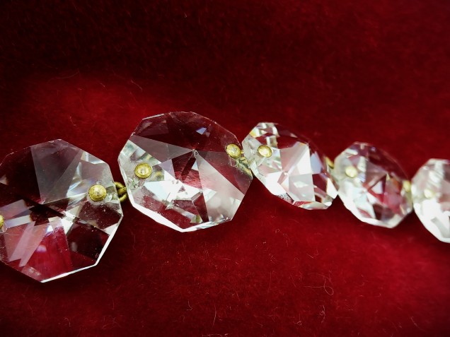 Crystal chandelier strand of buttons high lead content crystal