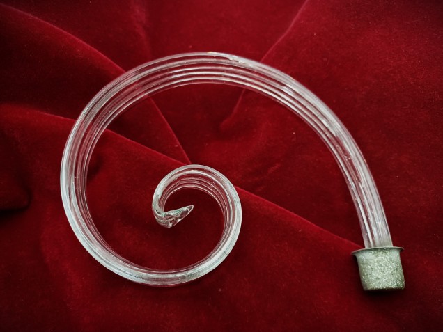 Venetian clear Murano glass chandelier leaf crook