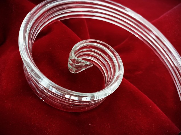 Venetian clear Murano glass chandelier leaf crook