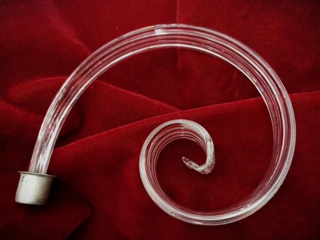 Venetian clear Murano glass chandelier leaf crook