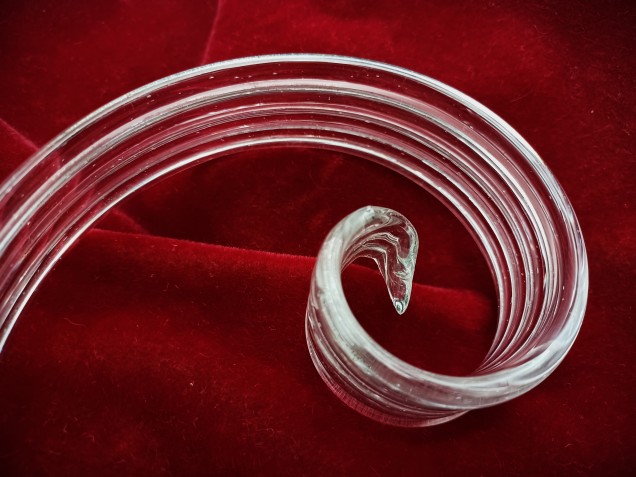 Venetian clear Murano glass chandelier leaf crook