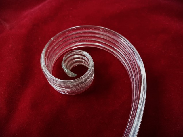 Venetian Murano clear glass chandelier leaf crook