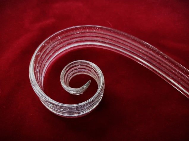 Venetian Murano clear glass chandelier leaf crook