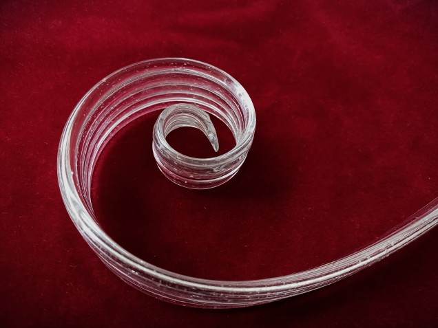 Venetian Murano clear glass chandelier leaf crook