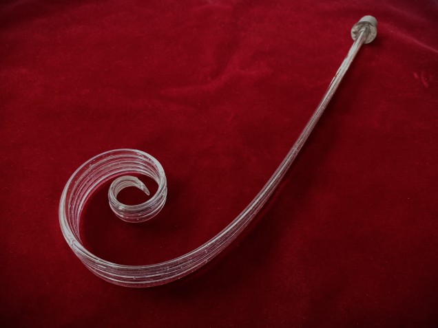 Venetian Murano clear glass chandelier leaf crook