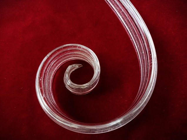 Venetian Murano clear glass chandelier leaf crook