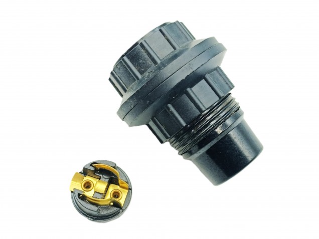 E14 lamp holder 3 part threaded skirt plus 2 chunky shade rings black 