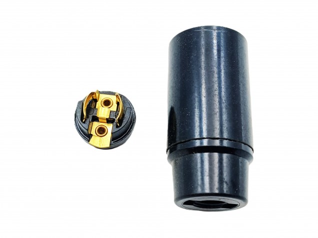 E14 Bulb Lamp Holder 3 Part Plain Skirt Black Plastic