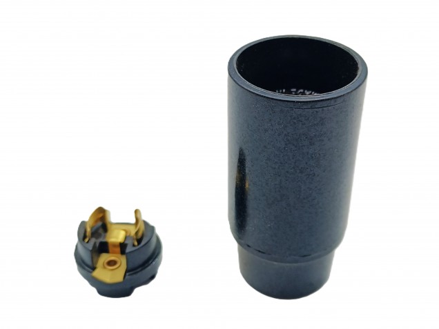E14 Bulb Lamp Holder 3 Part Plain Skirt Black Plastic