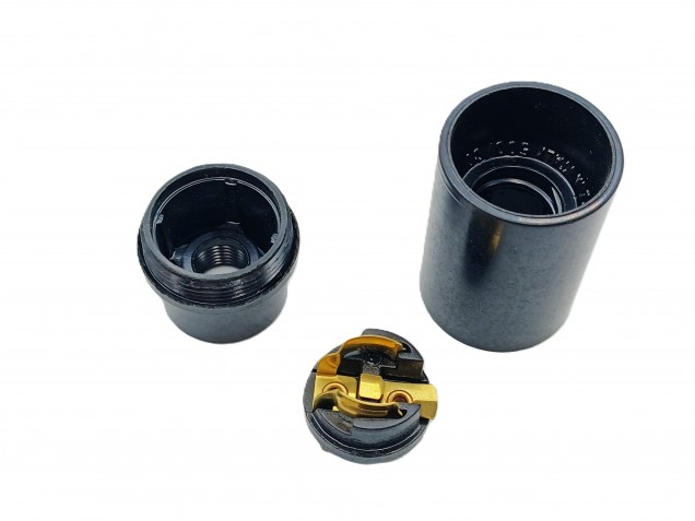 E14 Bulb Lamp Holder 3 Part Plain Skirt Black Plastic