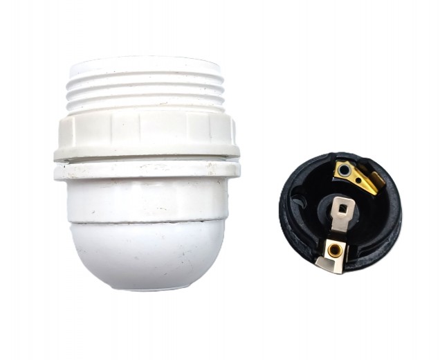 3 PART E27 - ES LAMP HOLDER IN WHITE HALF THREADED SKIRT