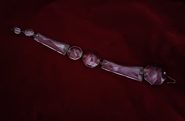 Chandelier Coffin Strand Complete With Buttons 220mm Overall Length Clear Glass