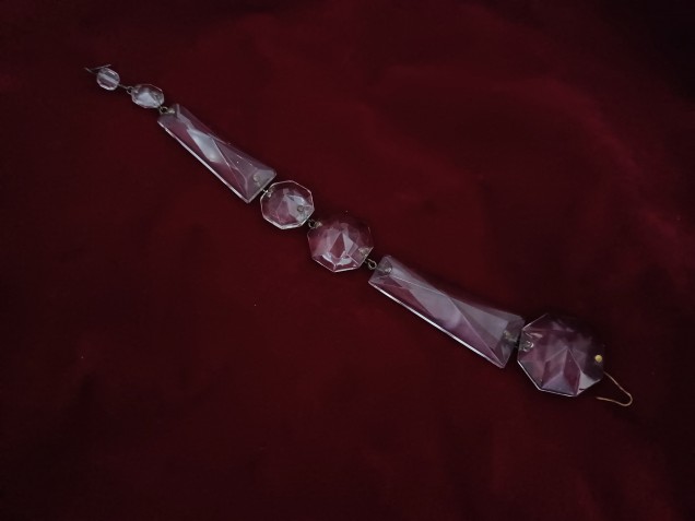 Chandelier Coffin Strand Complete With Buttons 220mm Overall Length Clear Glass