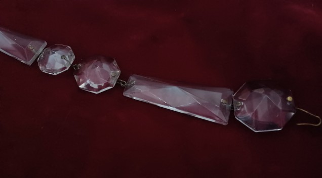 Chandelier Coffin Strand Complete With Buttons 220mm Overall Length Clear Glass