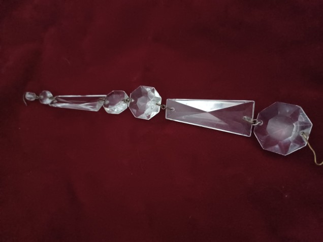 Chandelier Coffin Strand Complete With Buttons 220mm Overall Length Clear Glass