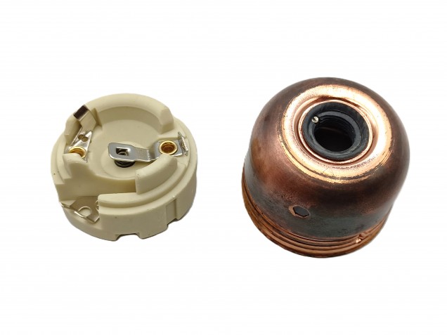 ES E27 Bulb lamp Holder 3 Part Plus Shade Rings In Antique Plated Copper