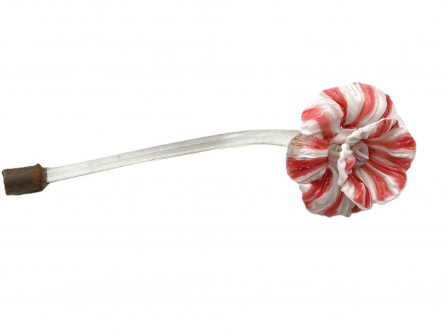 Murano chandelier Flower clear Stem with red and white Flower Head