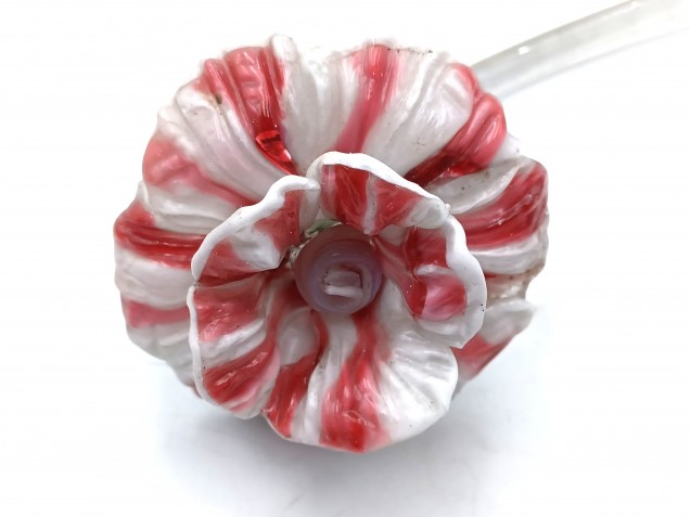 Murano chandelier Flower clear Stem with red and white Flower Head