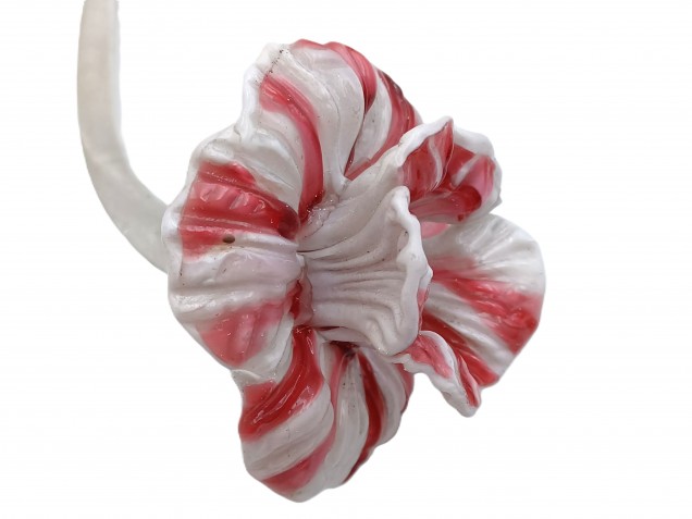 Murano chandelier Flower clear Stem with red and white Flower Head