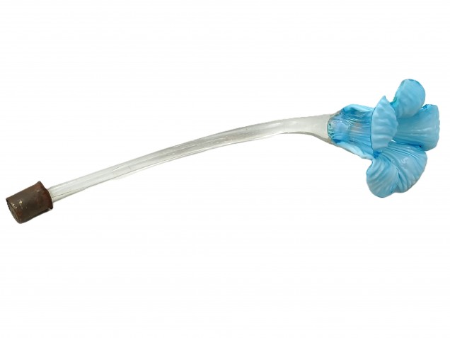 Murano chandelier Flower clear Stem with blue and yellow Flower Head 